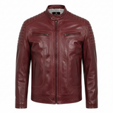 Men's Chocolate Brown Genuine Leather Motorcycle Jacket