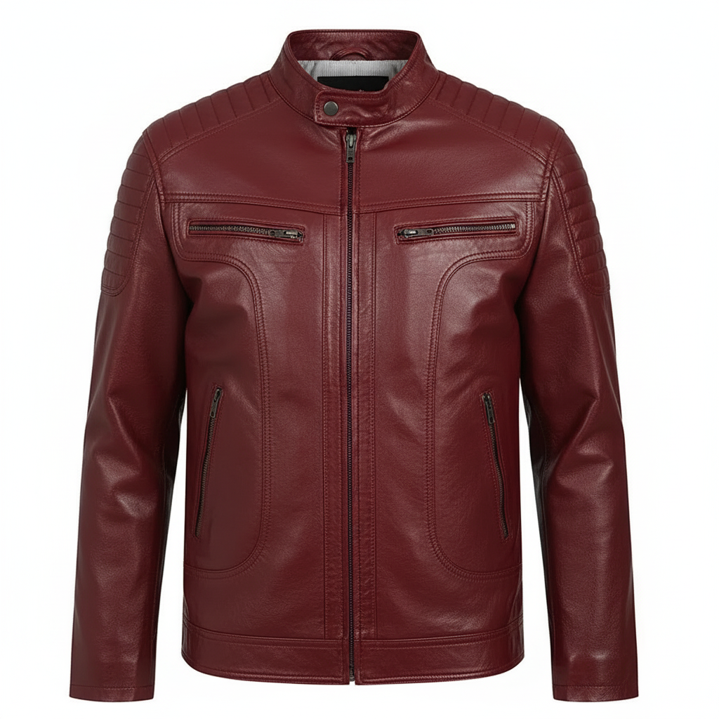 Men's Black Genuine Leather Biker Jacket – Classic Fit