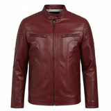 Men's Black Genuine Leather Biker Jacket – Classic Fit
