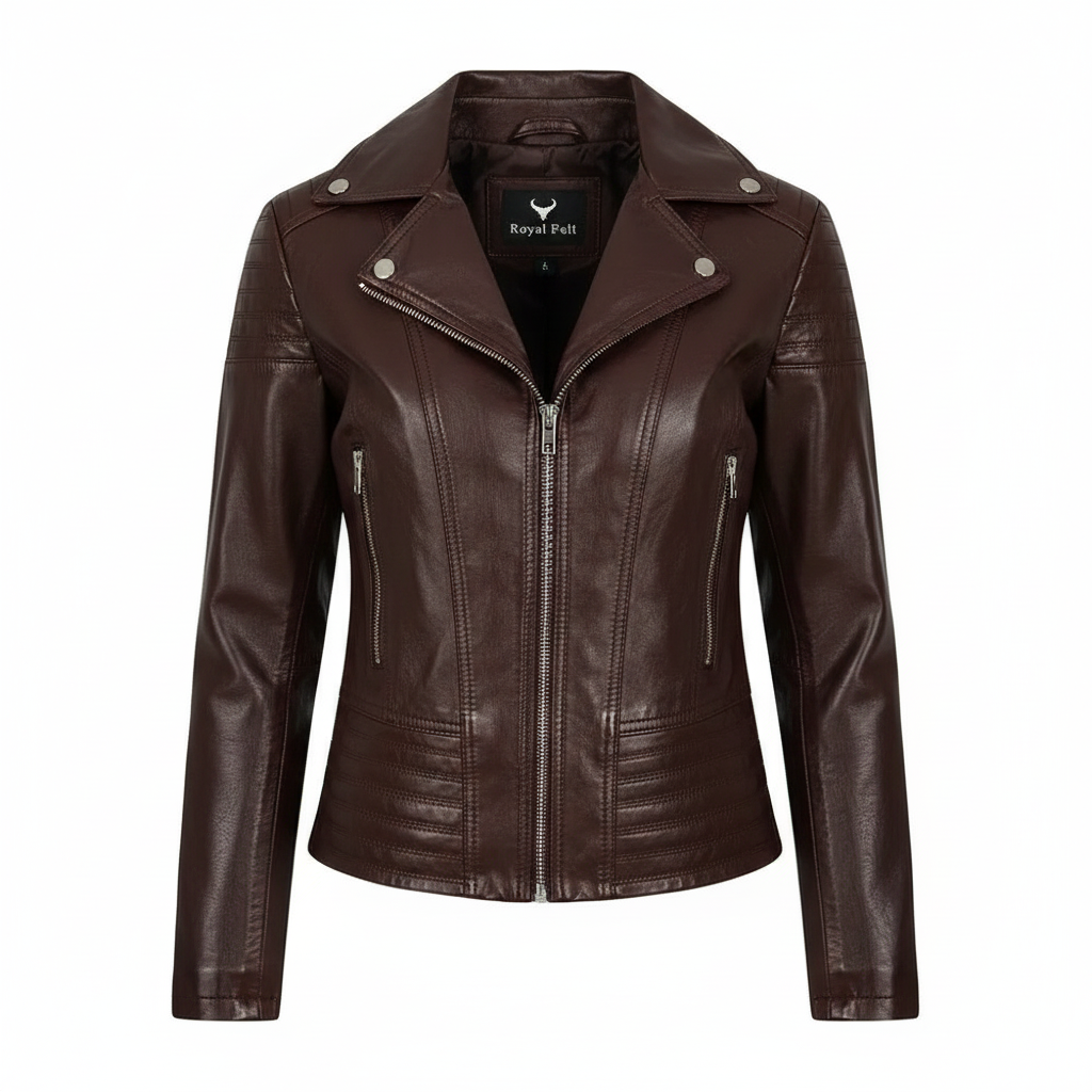 Women's 100% Genuine Leather Motorcycle Biker Jacket