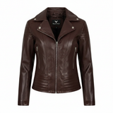 Women's 100% Genuine Leather Motorcycle Biker Jacket