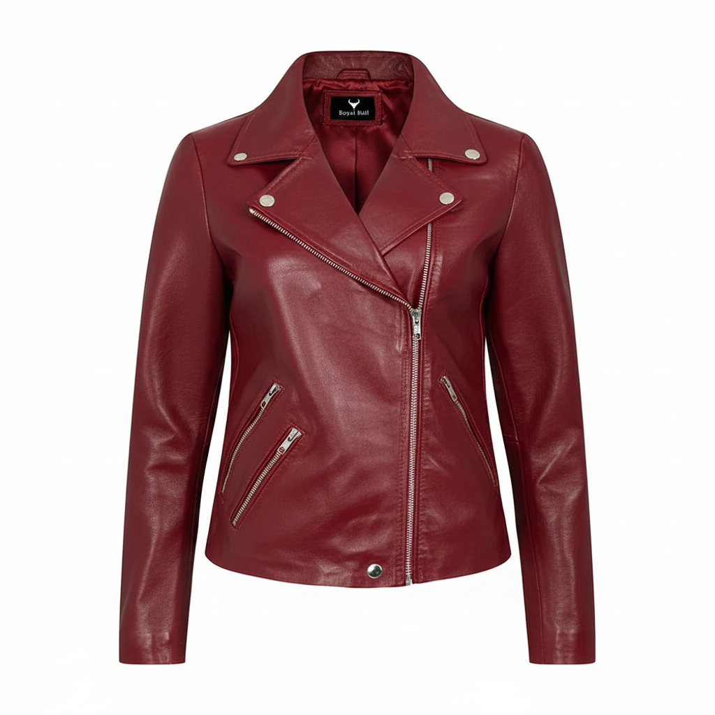 Women's Purple Premium Genuine Leather Biker Jacket