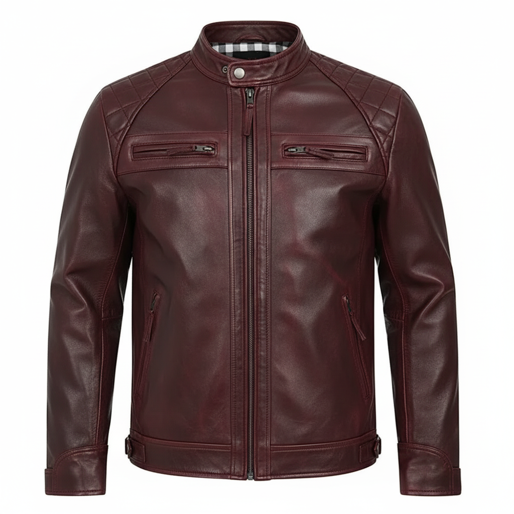 Men's Brown Real Leather Biker Jacket – Classic Style