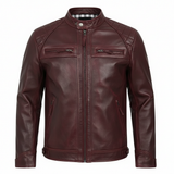 Men's Brown Real Leather Biker Jacket – Classic Style