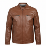 Men's Black Genuine Leather Biker Jacket – Classic Fit