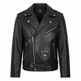 Men's Blue Genuine Leather Biker Jacket – Classic Premium Design
