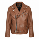 Men's Blue Genuine Leather Biker Jacket – Classic Premium Design