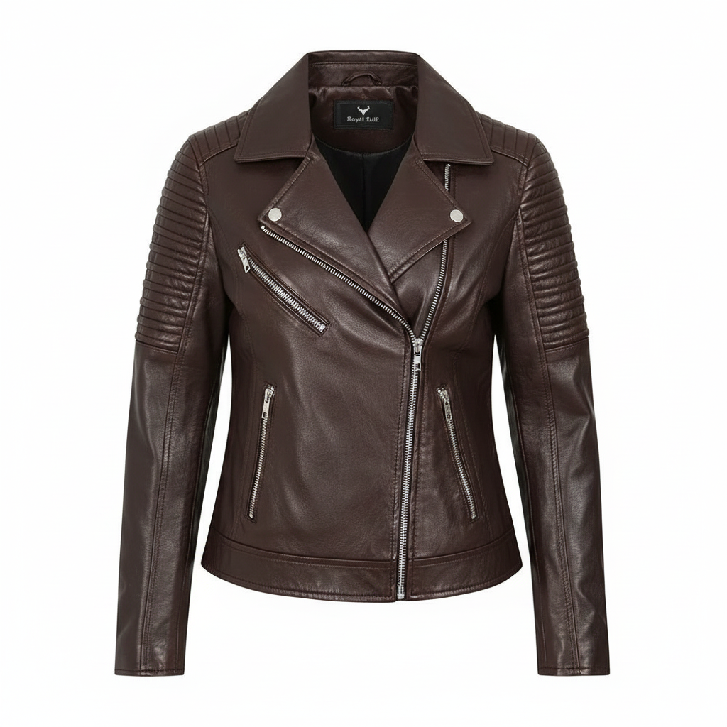 Women's Finest Genuine Black Leather Motorcycle Jacket