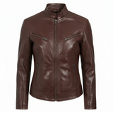Women's Petite Black Genuine Leather Motorcycle Jacket