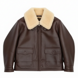 Navy Flight Shearling Leather Jacket