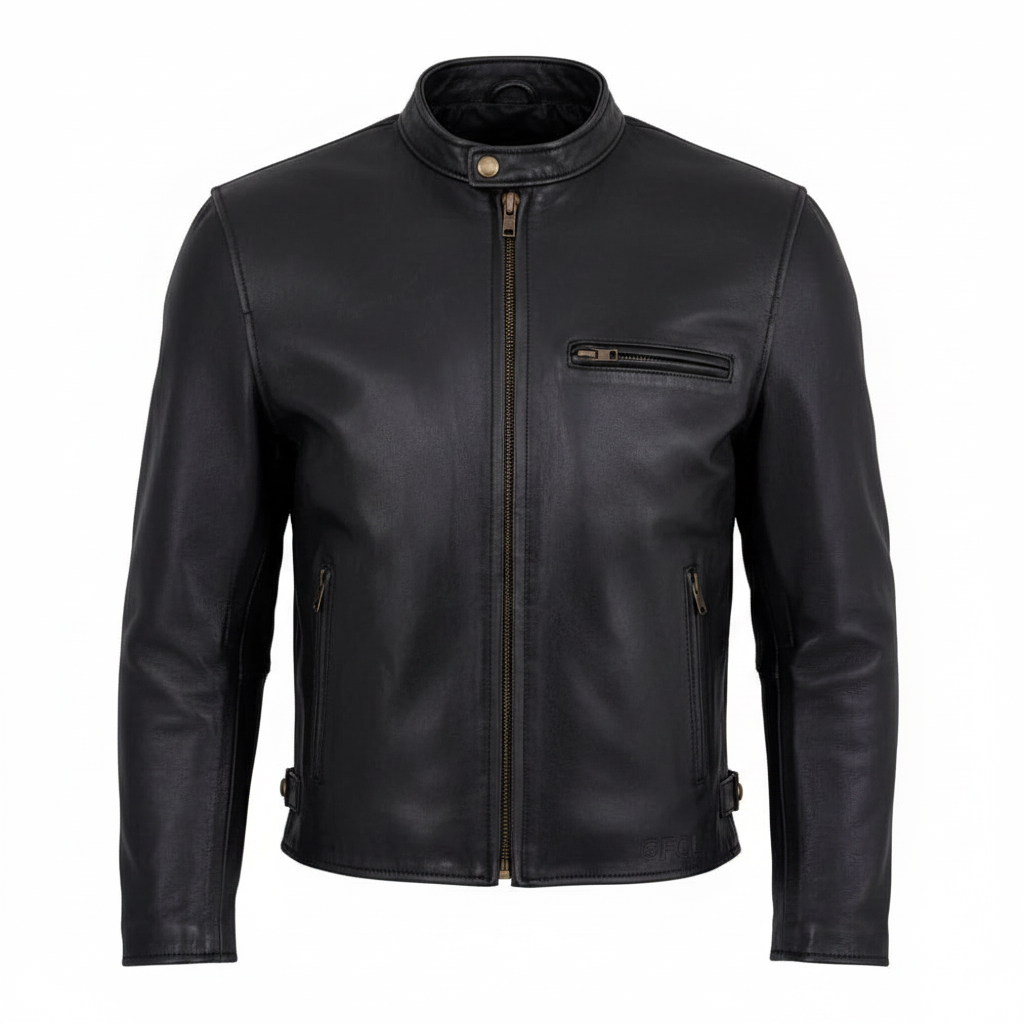 Brown Leather Motorcycle Jacket – All-Season Riding Jacket with Armor Pockets