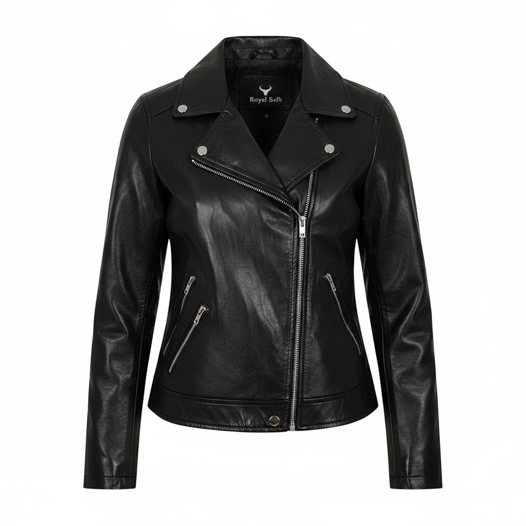 Women's White Genuine Leather Motorcycle Jacket