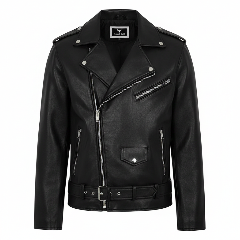 Men's White Genuine Leather Biker Jacket – Classic Design