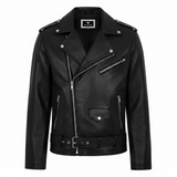 Men's White Genuine Leather Biker Jacket – Classic Design