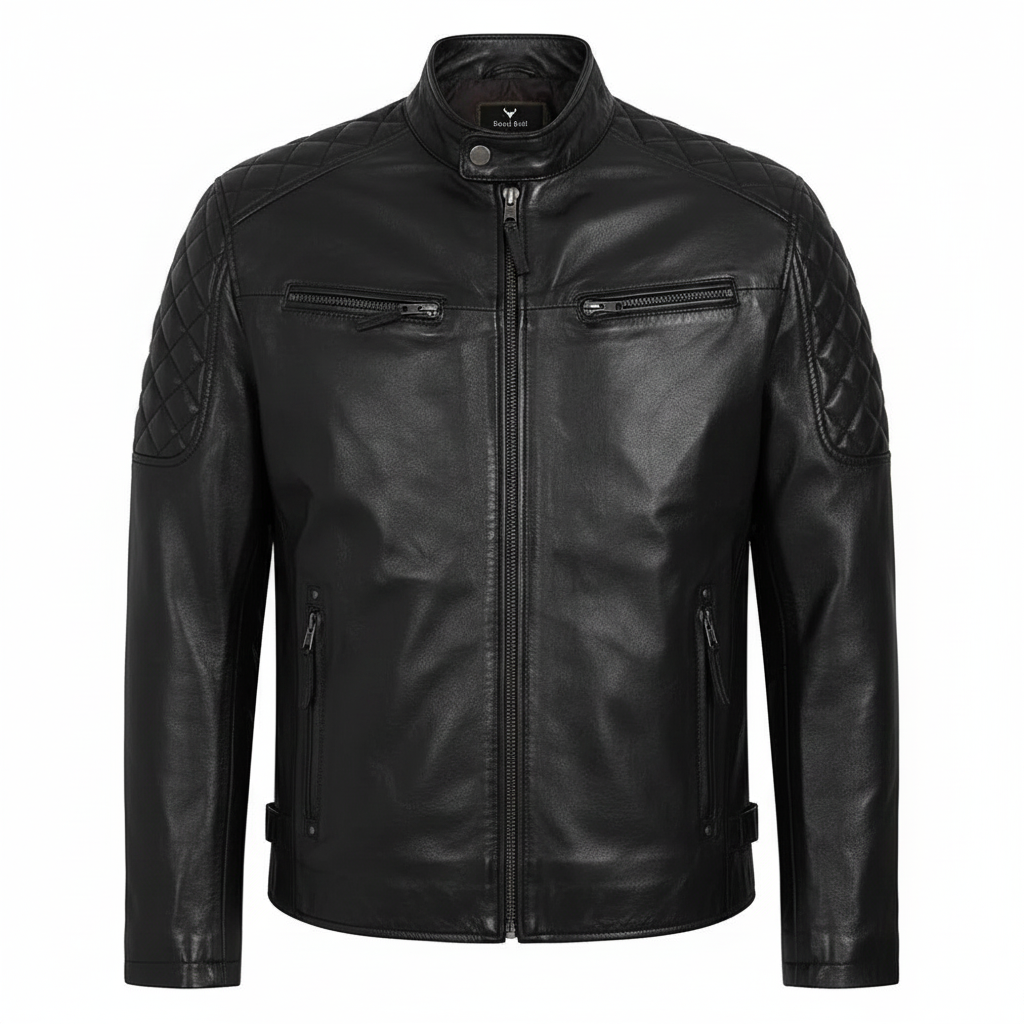 Men's Trendy Brown Genuine Leather Moto Jacket
