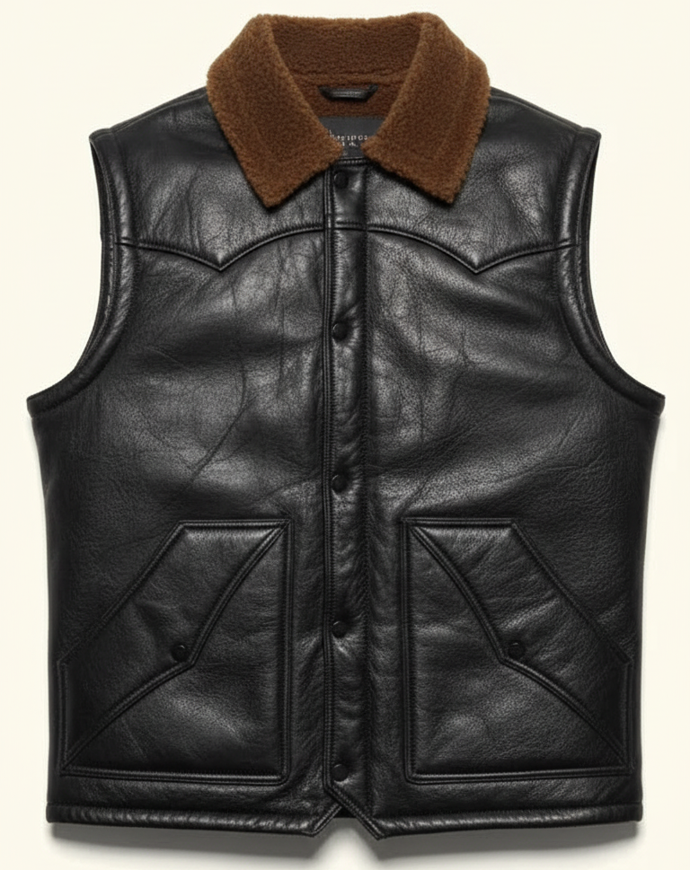 Men’s Shearling Leather Vest – Turkish Sheepskin Western Vest