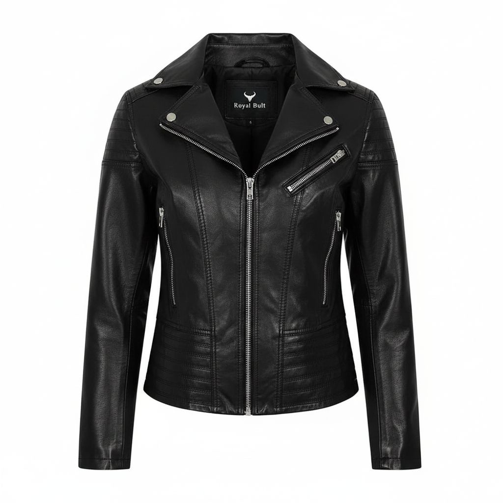Women's 100% Genuine Leather Motorcycle Biker Jacket