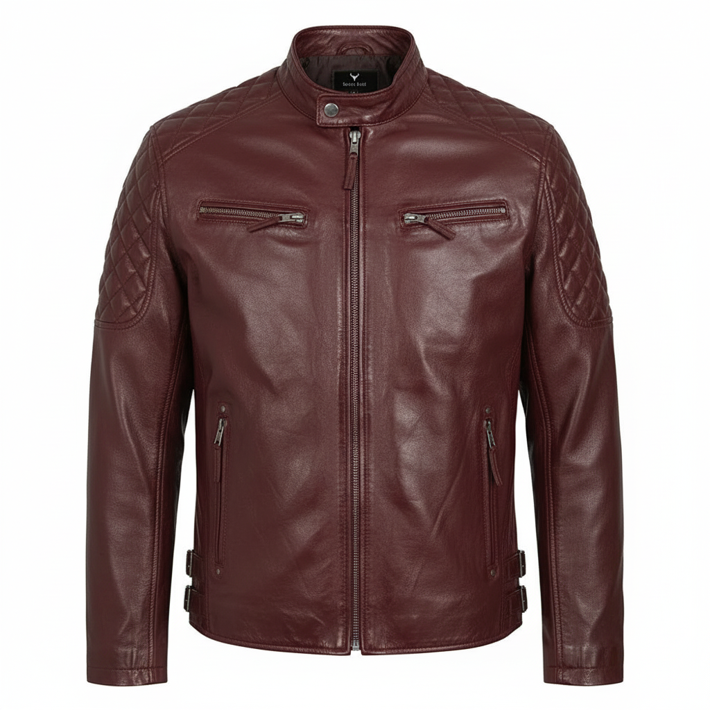 Men's Trendy Brown Genuine Leather Moto Jacket