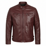 Men's Trendy Brown Genuine Leather Moto Jacket