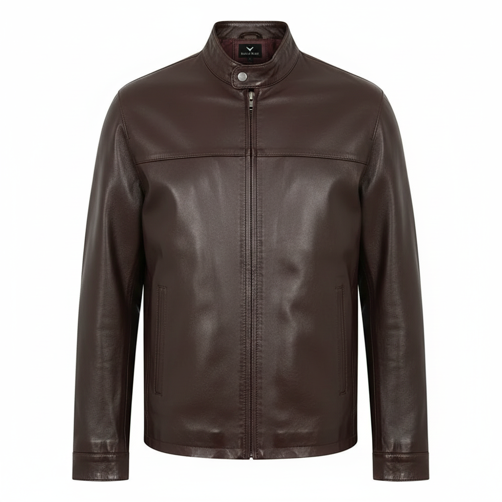 Men's Maroon Red Genuine Leather Motorcycle Jacket