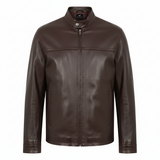 Men's Maroon Red Genuine Leather Motorcycle Jacket