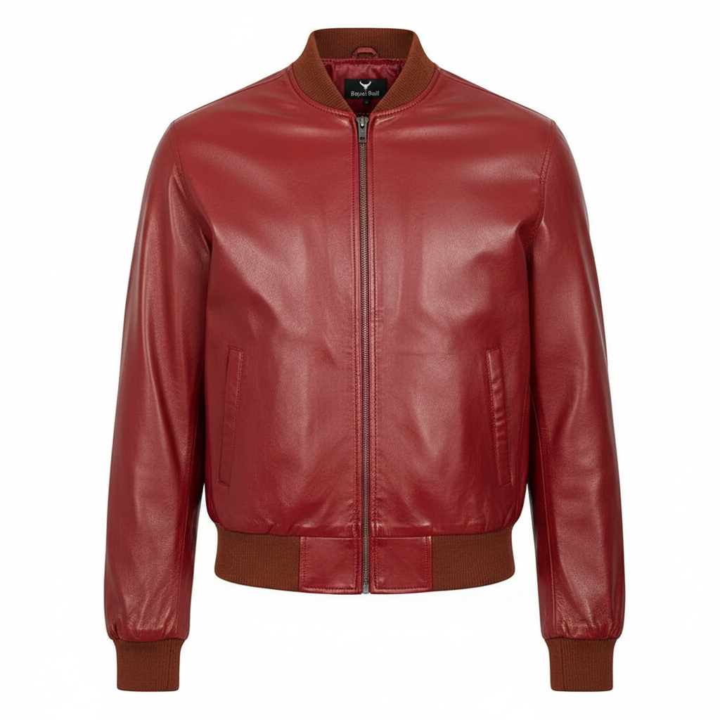 Men's Tan Genuine Leather Bomber Jacket – Style & Comfort