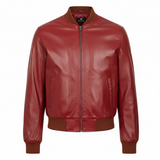 Men's Tan Genuine Leather Bomber Jacket – Style & Comfort