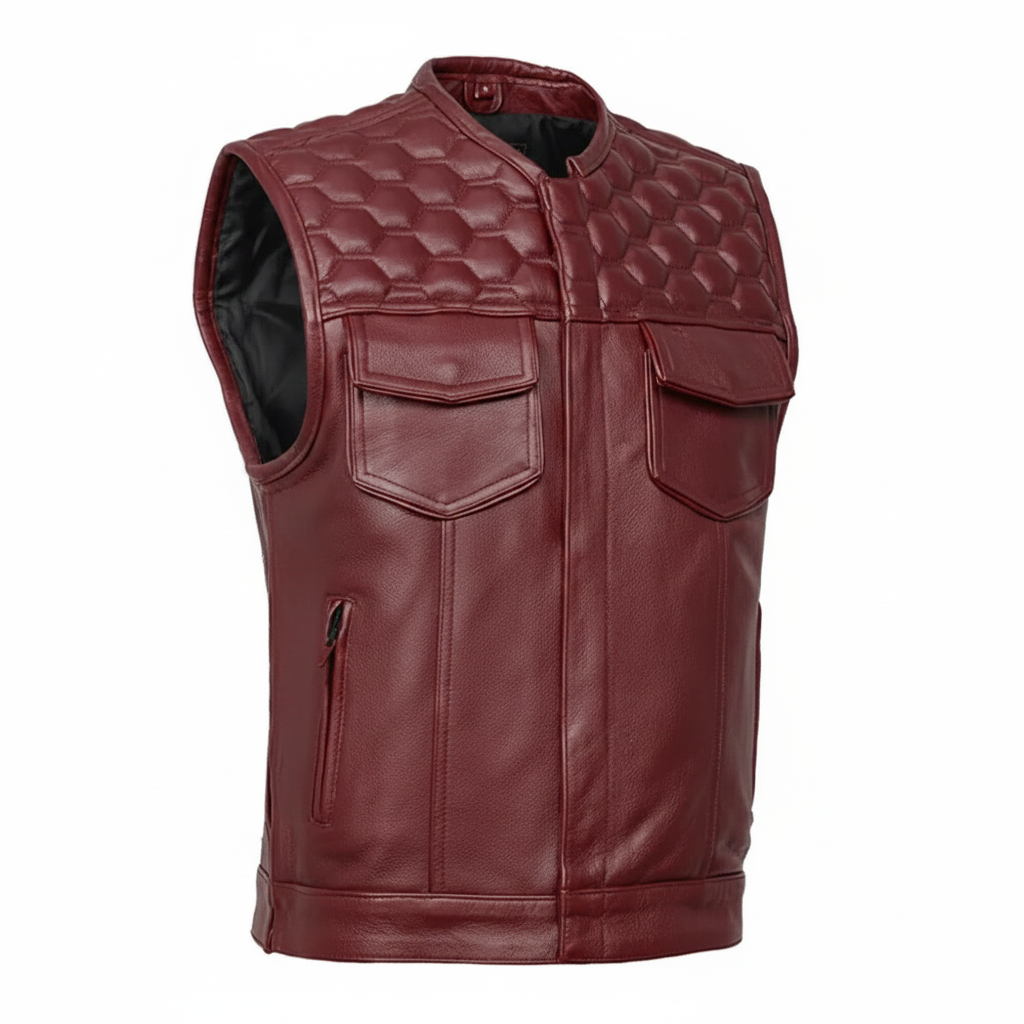 Neo Men's Genuine Leather Motorcycle Vest