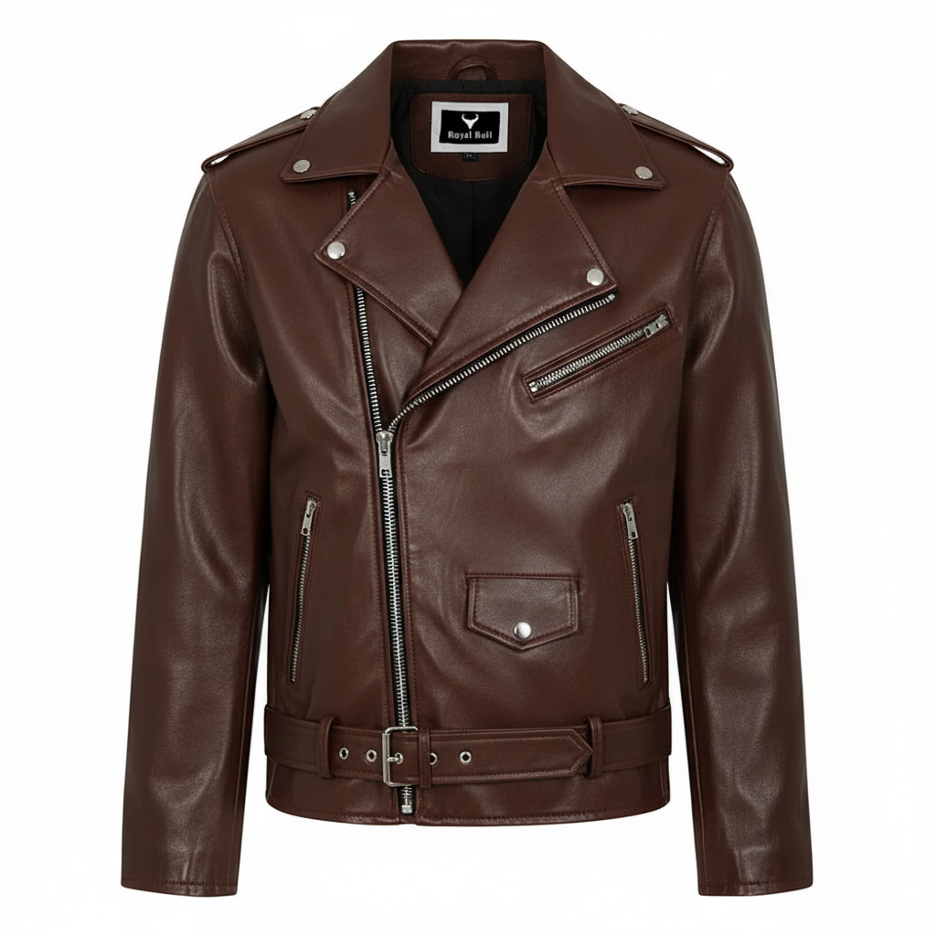 Men's White Genuine Leather Biker Jacket – Classic Design