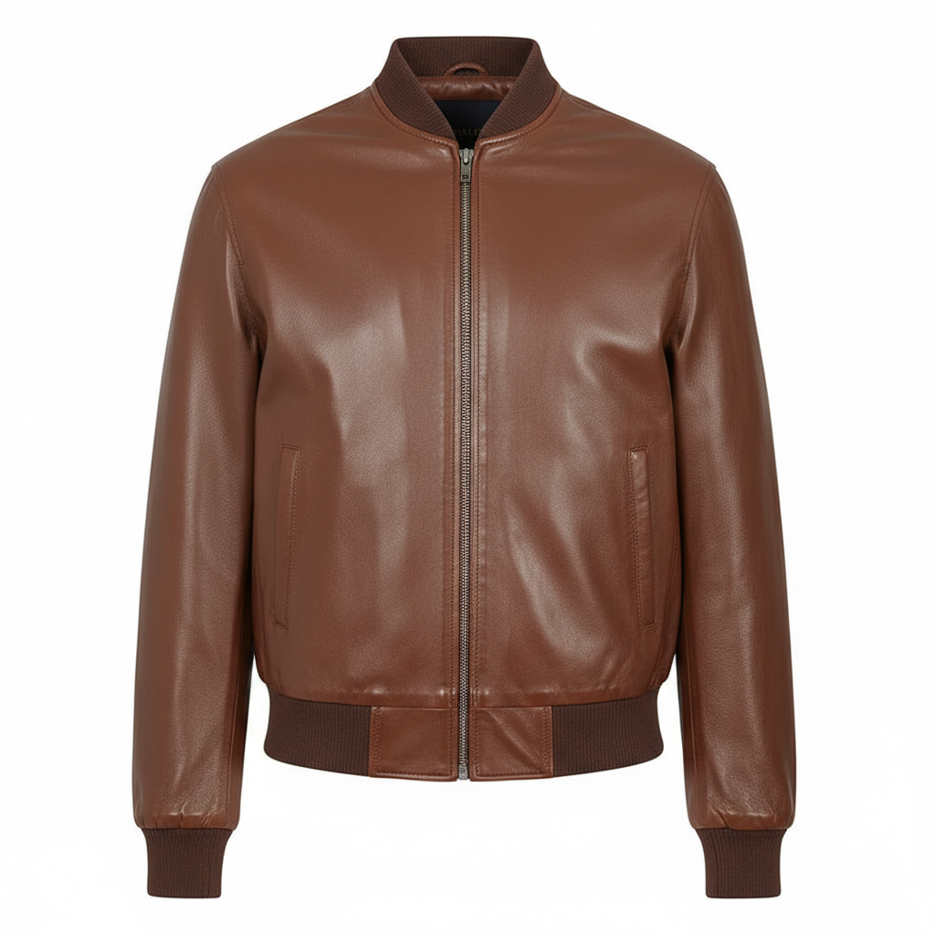 Men's Classic Genuine Leather Bomber Jacket