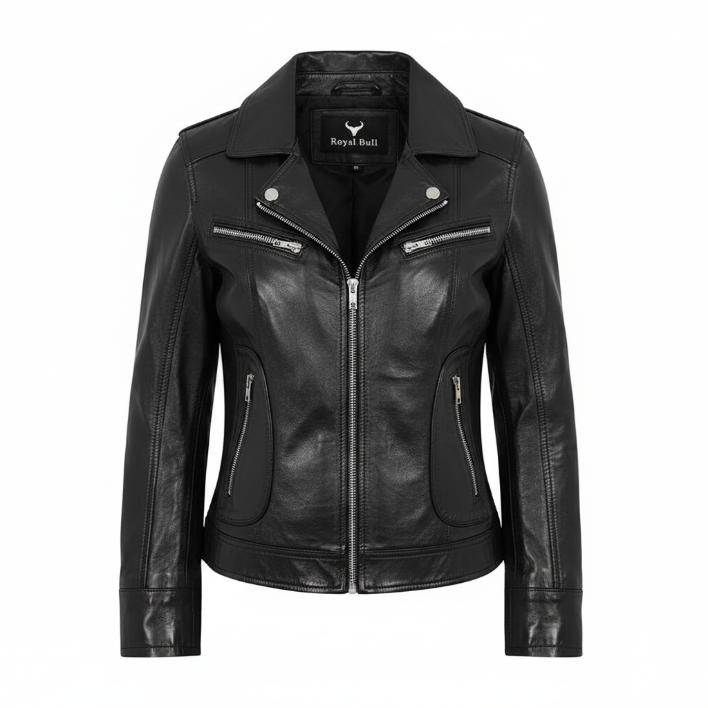 Women's Dark Brown Genuine Leather Motorcycle Jacket