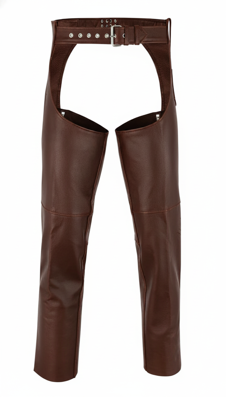 Silver Streak Unisex Genuine Leather Motorcycle Chaps – Classic