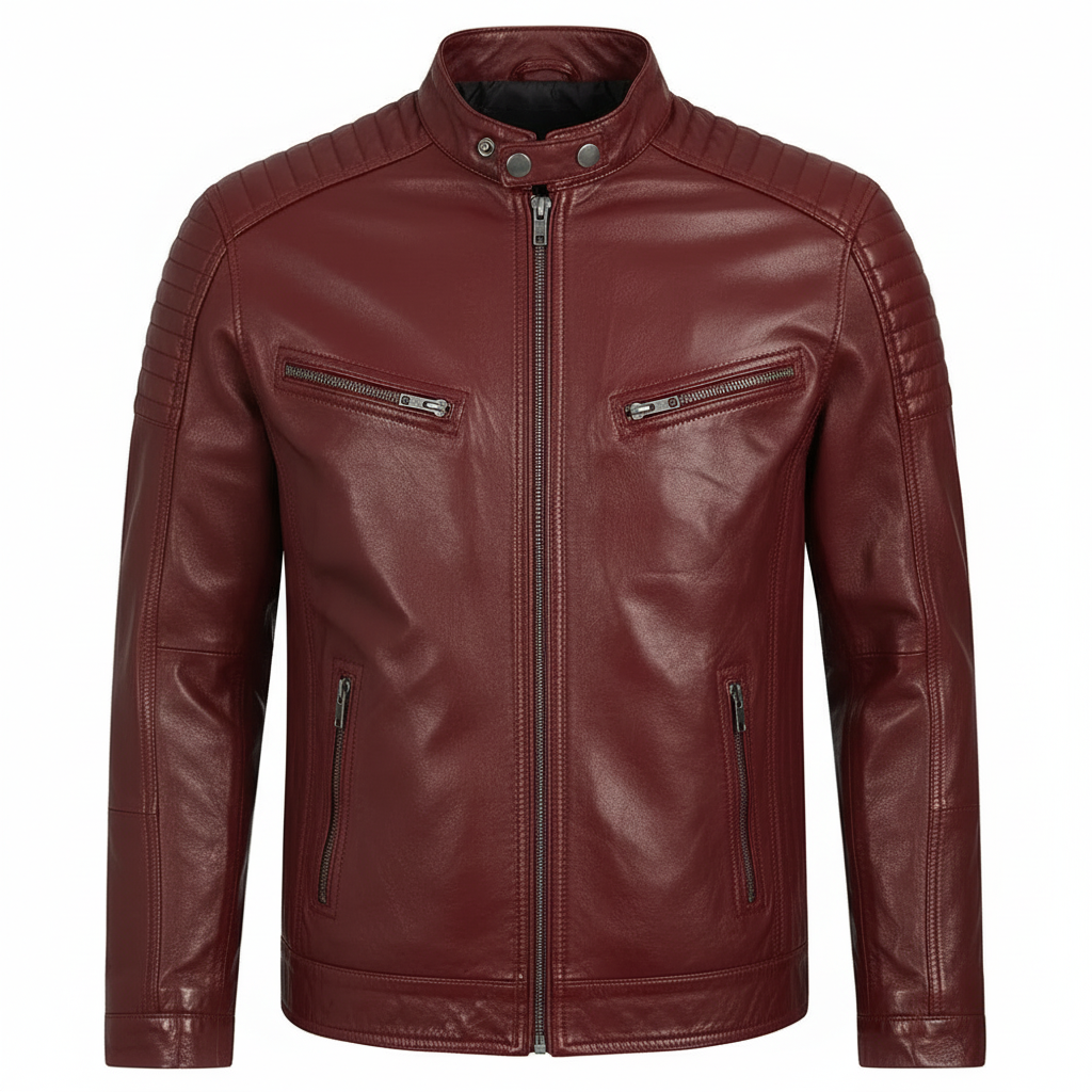 Men's Black Real Leather Biker Jacket – Refined Style
