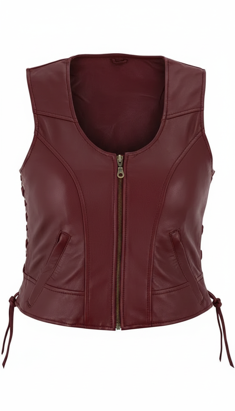 Women's Genuine Leather Motorcycle Vest