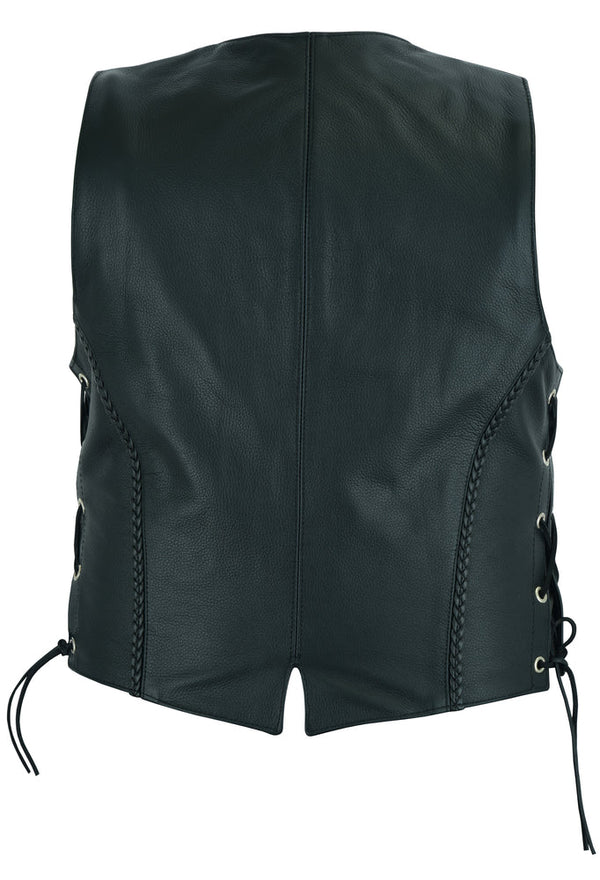Women's Braided Genuine Leather Motorcycle Vest