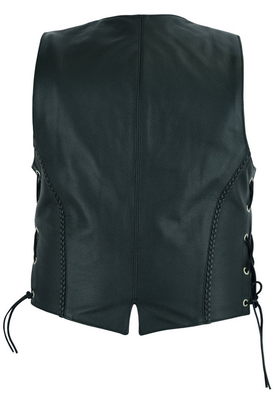 Women's Braided Genuine Leather Motorcycle Vest