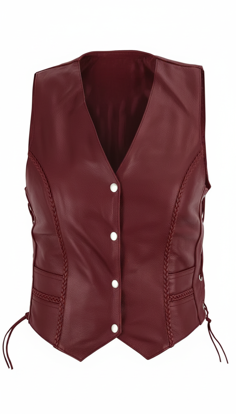 Women's Braided Genuine Leather Motorcycle Vest