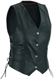Women's Braided Genuine Leather Motorcycle Vest