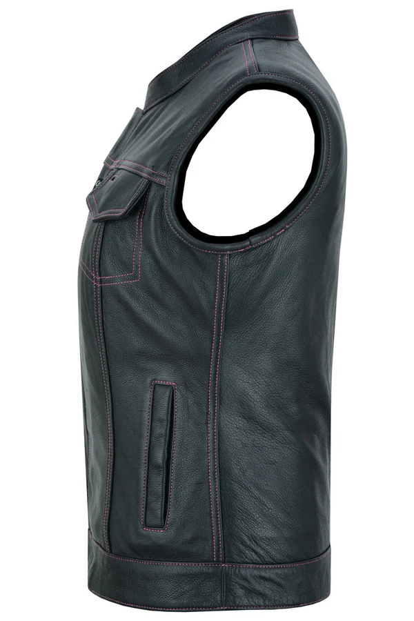 Women Genuine Leather Motorcycle Vest
