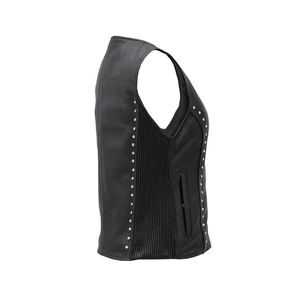 Women Genuine Leather Motorcycle Vest