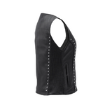 Women Genuine Leather Motorcycle Vest