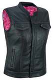 Women Genuine Leather Motorcycle Vest