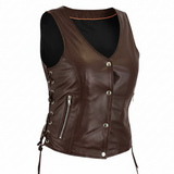 Women's Genuine Leather Motorcycle Vest