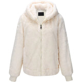 Women's Short Faux Fur Shearling Fleece Jacket – White