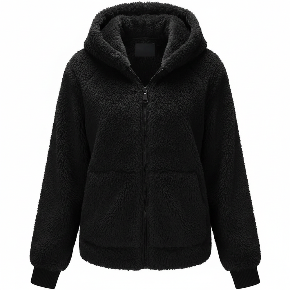 Women's Short Faux Fur Shearling Fleece Jacket – White