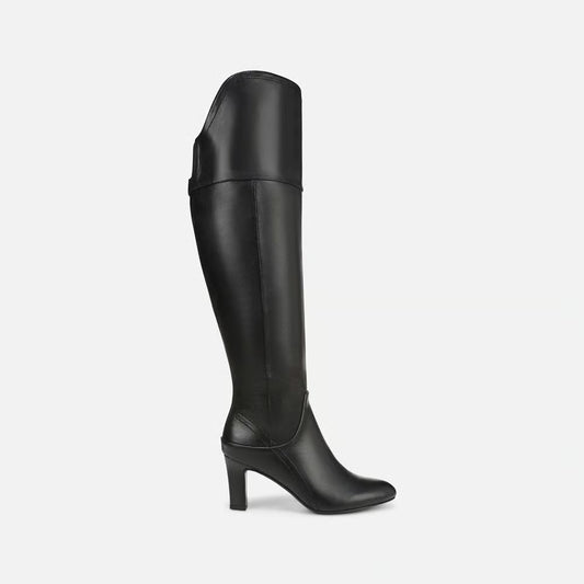 Yuko Women's Wide Calf Genuine Leather Knee-High Dress Boots