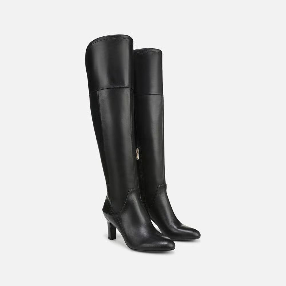 Yuko Women's Wide Calf Genuine Leather Knee-High Dress Boots