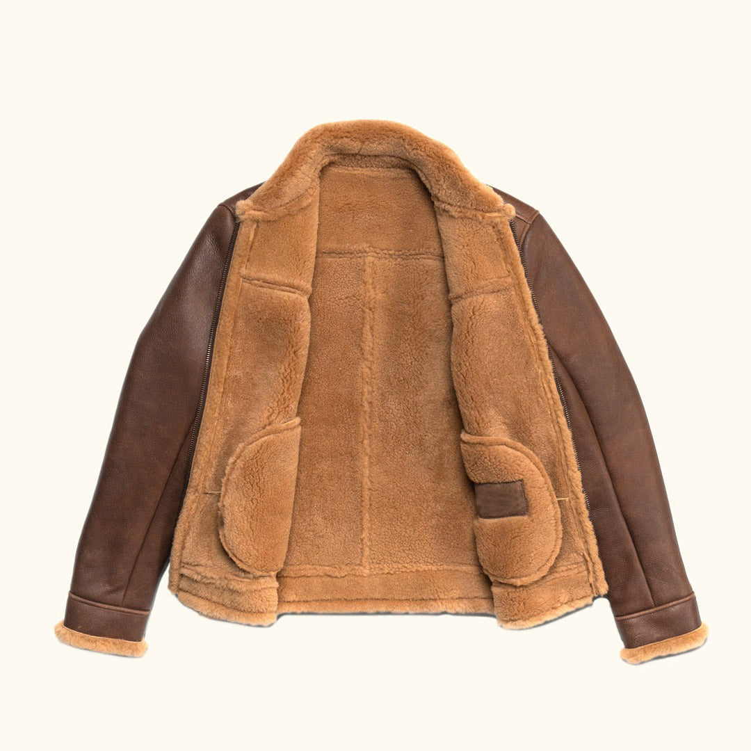 Shearling Leather Bomber Jacket