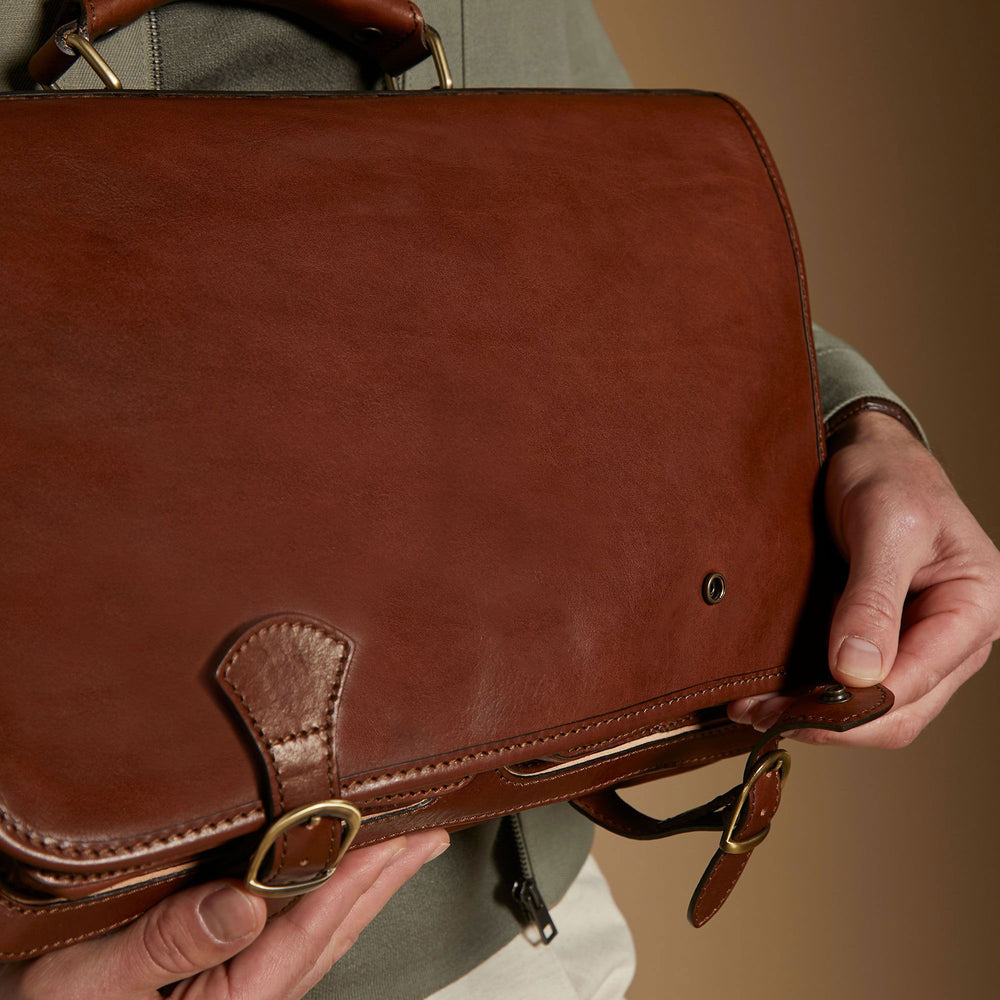 The Conqueror Handmade Men's Genuine Leather Satchel Briefcase
