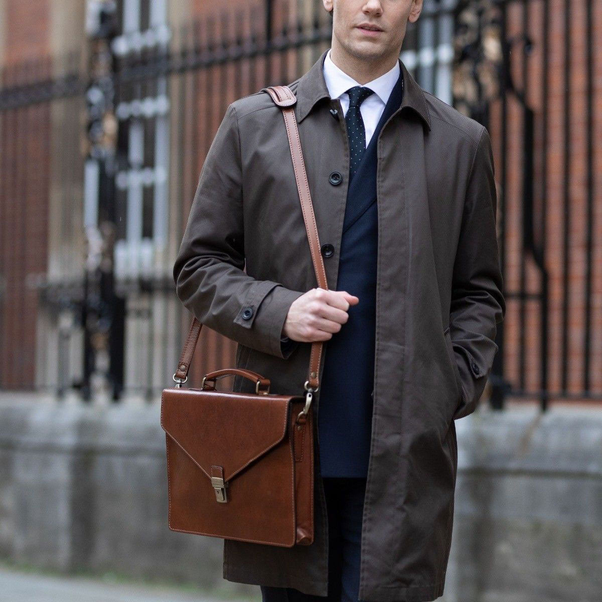 The Guardian Handmade Small Genuine Leather Briefcase
